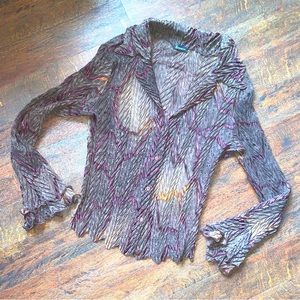 VNTG Komarov crinkle metallic button down L/S blouse
